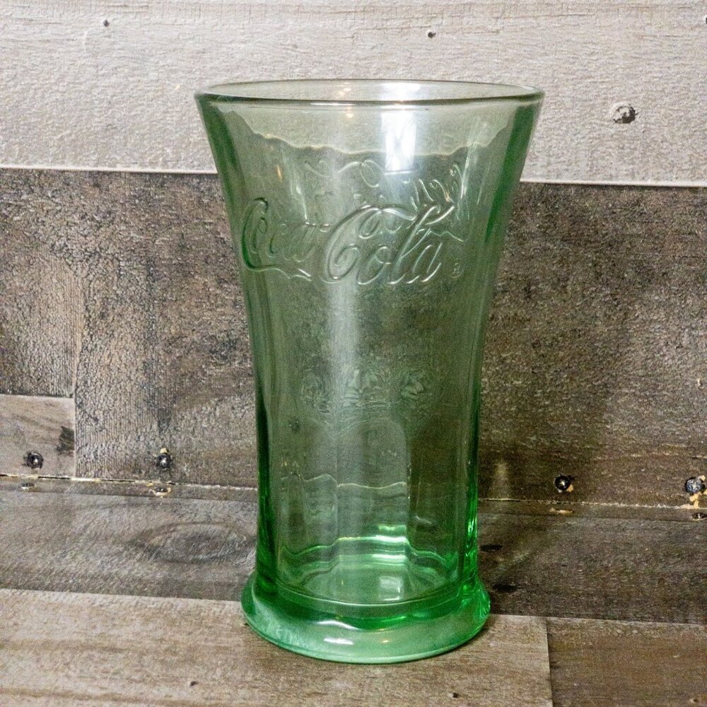 VINTAGE LIBBEY COCA COLA GLEEN FLARED DRINKING GLASS 16 OZ 6.3IN RETRO DINER